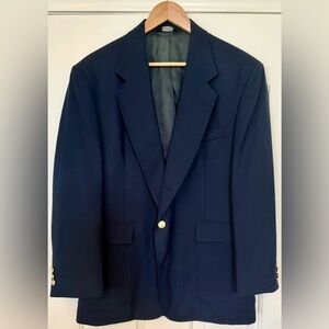 Orvis 3-Roll-2 Navy Wool Blazer | Gold Crest Buttons | Made in USA | Sz 42R